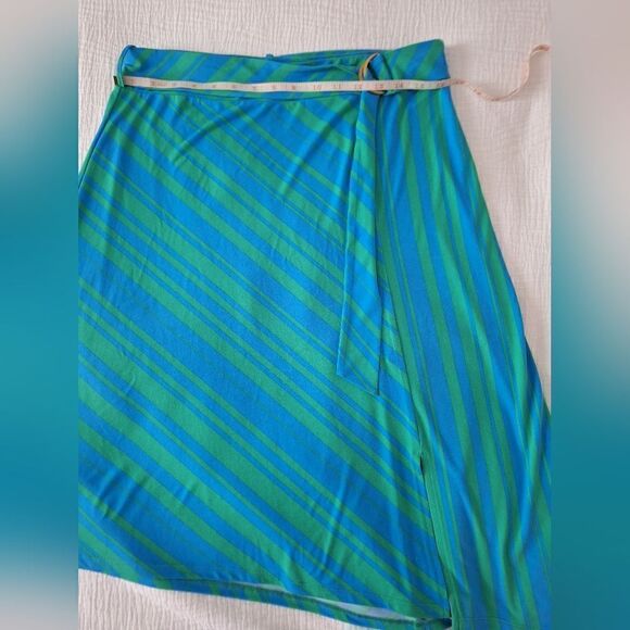 IMAN L striped skirt, belted assymetrical - Picture 13 of 13